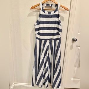 Eliza J white and chambray striped dress size 10.